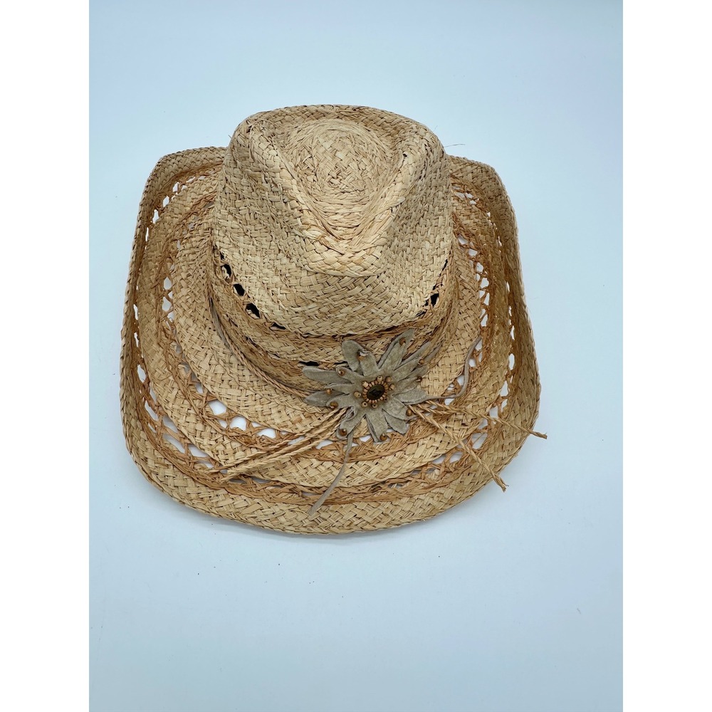 Peter Grimm Straw Mallorie Hat Womens Western Boho Floral Sun Hat Tan